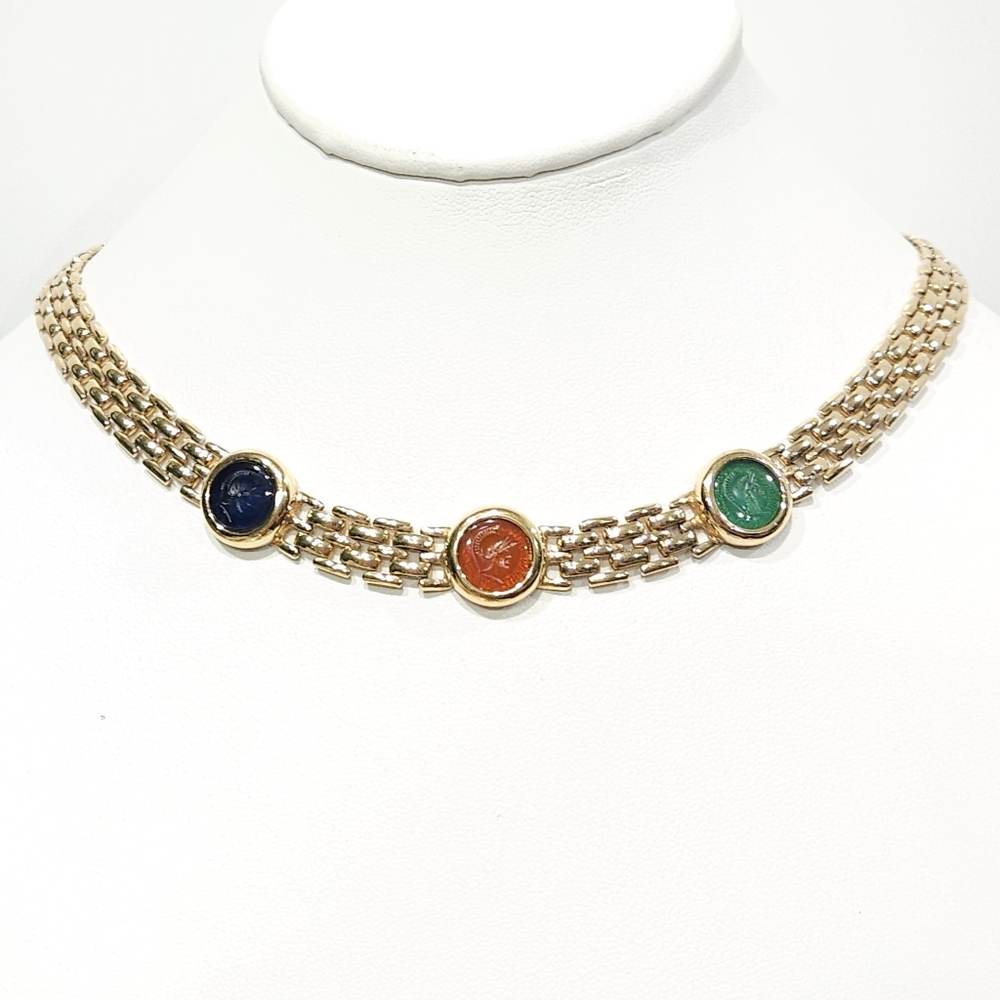 Christian Dior Necklace Gold Gripoix Soldier Cameo Vintage Dior Necklace - Picture 16 of 16